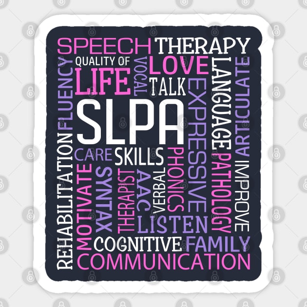 Speech Language Pathologist Speech Therapist Therapy Word Art Pink Purple Sticker by TeeCreations